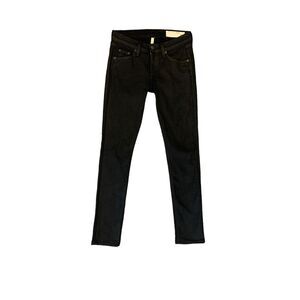 Rag & Bone Jeans Womens 25 Coated Black Stretch Denim Skinny Ankle Cotton Blend